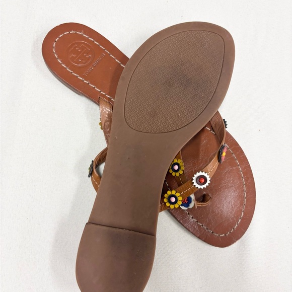 Tory Burch brown sandals with flower applique size 7.5 - Picture 4 of 5